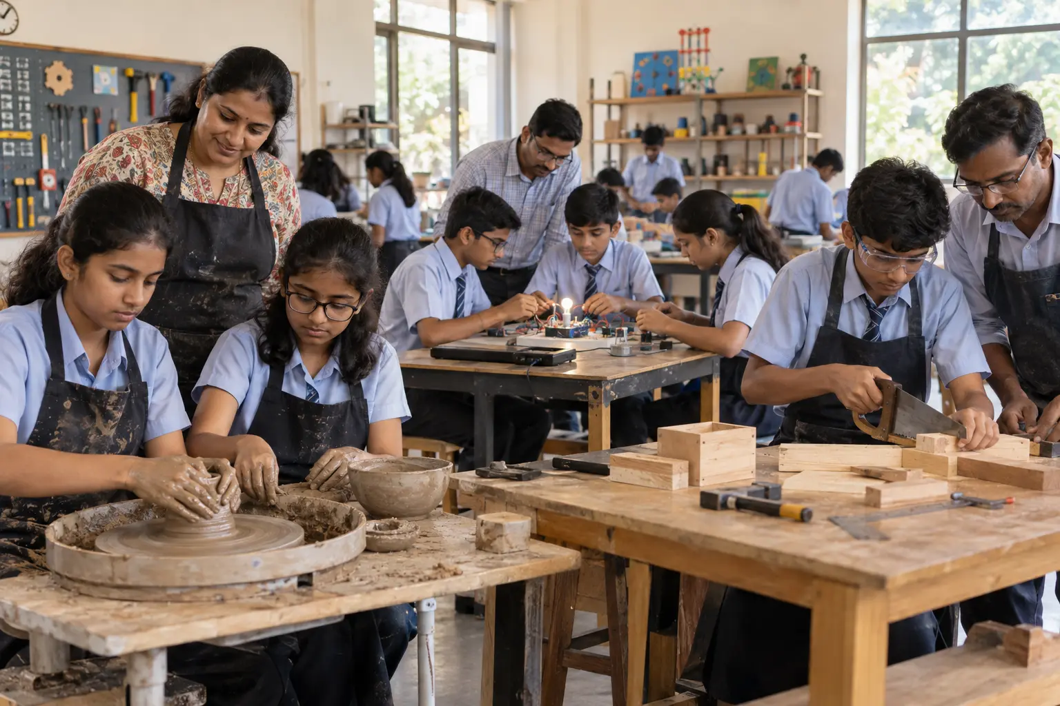 Students learning through a hands-on practical workshop