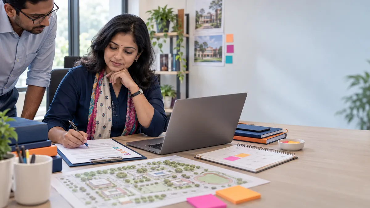 An Indian education programme manager preparing an institutional project plan